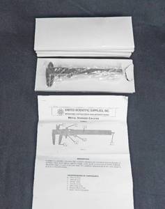 lot 95 image: Set of 5 United Scientific Supplies 5 Inch Stainless Steel Vernier Calipers