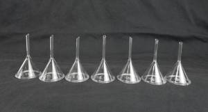 lot 102 image: Set of 7 Glass 55 MM Short Stem Funnels