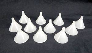 lot 121 image: Set of 11 Powder Polypropylene 65 MM Funnels