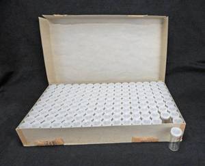 lot 156 image: 1 Gross Lot of Mercer Glass Works Merco 4 Dram Glass Shell Vials With Snap Caps