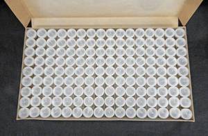 lot 159 image: 1 Gross Lot of Mercer Glass Works Merco 4 Dram Glass Shell Vials With Snap Caps