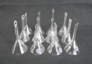 lot 168 image: Lot of 12 Small Convoluted Glass Funnels - Made in West Germany