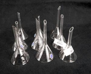lot 170 image: Lot of 9 Small Convoluted Glass Funnels - Made in West Germany