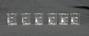 lot 187 image: Set of 6 Kimax 50 ML Glass Beakers