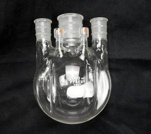 lot 150 image: 2000 ML Pyrex 5 Neck Round Bottom Boiling Flask