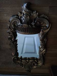 lot 89 image: Large Vintage Plaster Mirror with Shelf
