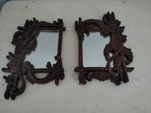 lot 92 image: Pair of Vintage Wood Framed Mirrors