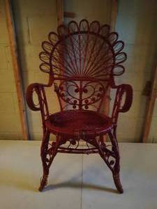 lot 231 image: Red Wicker Dcor Chair