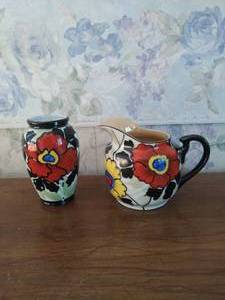 lot 145 image: Hand painted Japanese Vase and Pitcher Set