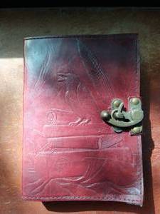 lot 64 image: Leatherbound Handstitched Grimoire Book