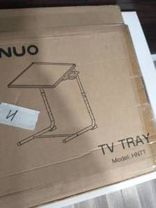 lot 4 image: Table Mate II Folding TV Tray Table and Cup Holder with 6 Height and 3 Angle Adjustments The Original TV Tray (Black)