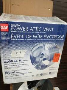 lot 21 image: MASTER FLOW 1600 CFM Silver Electric Powered Gable Mount Electric Attic Fan
