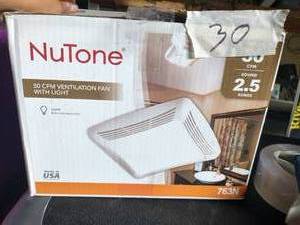 lot 30 image: BROAN-NUTONE 50 CFM Ceiling Bathroom Exhaust Fan with Light