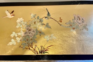 Amazing Asian Inspired Gold Accented Decorative Cabinet