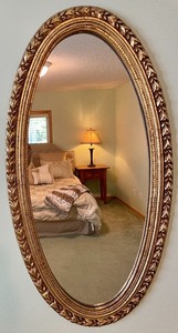 Oval Shaped Gold Detailed Wall Mirror