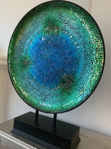 Colorful Decorative Mosaic Platter on Stand