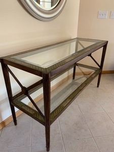 Beautiful Two Tiered Metal and Glass Console Table