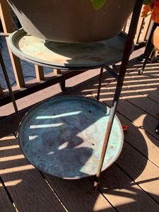 Metal Two Tiered Plant Stand w Plant