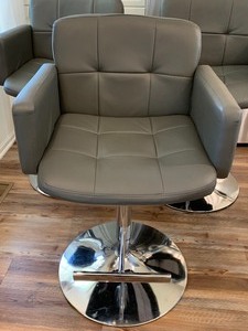 Set of Three Adjustable Height Barstools in Deep Gray