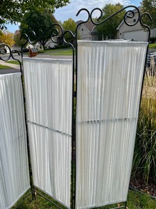Ornate Metal Screen with Fabric