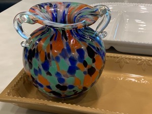Serving Platters and Art Glass Style Double Handled Vase