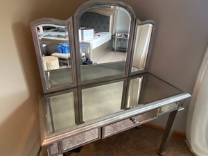 Lovely Mirrored and Silver Accented Vanity  Dressing Table