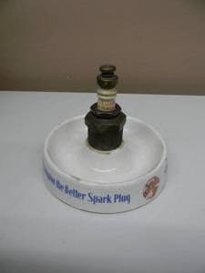 lot 40 image: RARE AWESOME - Vintage Champion Spark Plug Sillimanite Ashtray - RARE GREAT PIECE - SEE PICTURES