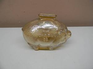 lot 43 image: VINTAGE SAVE WITH MARATHON GLASS PIGGY BANK, THE OHIO OIL CO. - NICE - COOL PIECE - SEE PICTURES