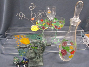 Art Glass, Carafe & Stems