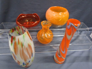 Orange Vases, Bowl, Amberina