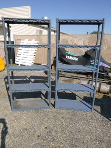 Two 5 Tier Plastic Shelving