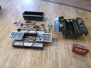 Toolboxes with Variety of Tools and Hardware
