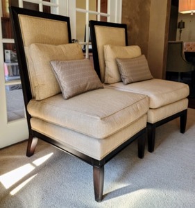 Pair of High Back Down Filled Chairs by Kravet for Henredon