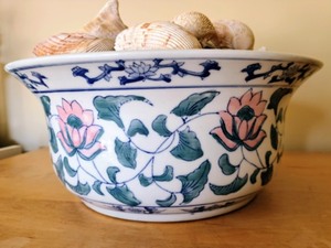 Ceramic Chinese Bowl Full of Seashells