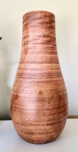 Crate and Barrel Mango Wood Vase and Faux Aloe Plant