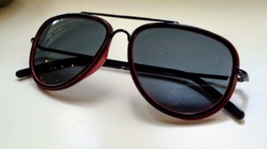 Burberry Womens Black and Red Aviator Sunglasses