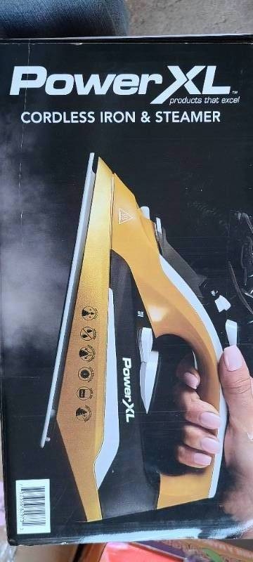 lot 261 image: PowerXL Cordless Iron and Steamer, Gold