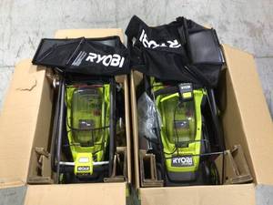 Lot of 2 ONE HP 18V Brushless 16 in. Cordless Battery Walk Behind Push Lawn Mower (Tool Only) by RYOBI Customer Returns See Pictures