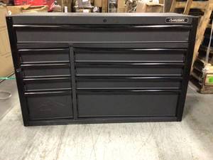 Industrial 52 in. W x 21.5 in. D 9-Drawer Tool Chest Rolling Cabinet in Matte Black by Husky Customer Returns See Pictures