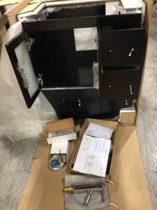 Zola 30 in. W Bath Vanity in Espresso with Ceramic Vanity Top in Slim White Ceramic with Square Basin and Faucet by Virtu USA Customer Returns See Pictures