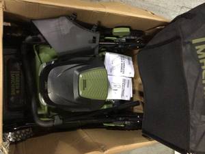 62V Cordless 3-in-1 High Wheel Push Walk Behind Mower, Brushless 22 In. Cutting Width with 4Ah Battery and Rapid Charger by Green Machine Customer Returns See Pictures