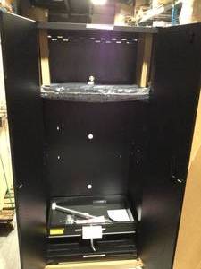 Heavy Duty Welded 20-Gauge Steel Freestanding Garage Cabinet in Black (36 in. W x 81 in. H x 24 in. D) by Husky Customer Returns See Pictures