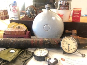 lot 64 image: Lot Including Vintage Advertising Old Gauges Clock etc