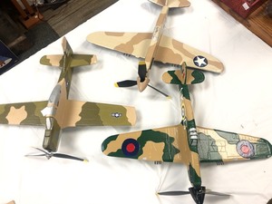 lot 70 image: Lot of 3 Larger Wooden Airplanes