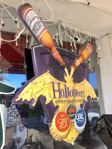 lot 74 image: Large Bud Light Budweiser Double Sided Halloween Beer Sign