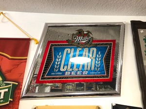 lot 100 image: Large Miller CLEAR BEER Mirrored Bar Sign