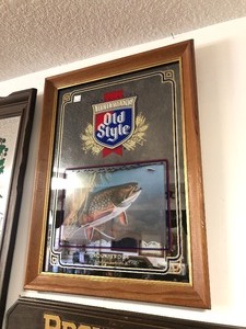 lot 122 image: Vintage OLD STYLE Beer Brook Trout Bar Mirror