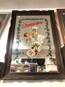 lot 121 image: Large Vintage OLYMPIA BEER Advertising Bar Mirror