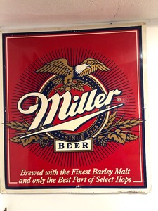 lot 132 image: LARGE Vintage MILLER Beer Metal Sign