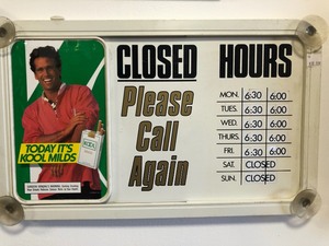 lot 134 image: Vintage KOOL Mild Cigarettes Store Hours Advertising Gas Station Sign